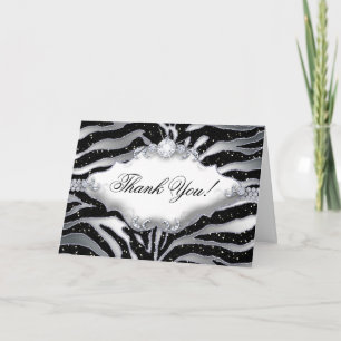 Thank You Zebra Sparkle Silver Black Card