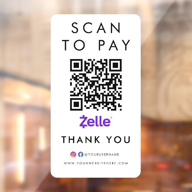 Thank you Zelle Modern Scan to Pay QR Code White (Sheet 2)