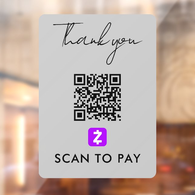 Thank You Zelle QR Code Scan to Pay Modern Grey (Sheet 2)