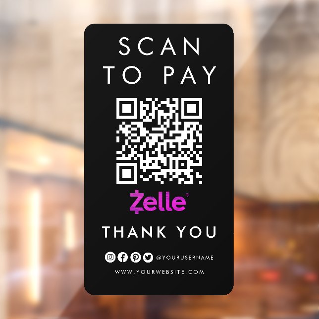 Thank you Zelle Scan to Pay QR Code Modern Black (Sheet 2)