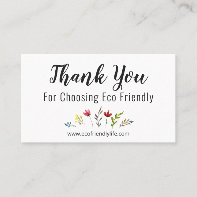 Thank You Zero Waste Eco Friendly Handmade Business Card (Front)