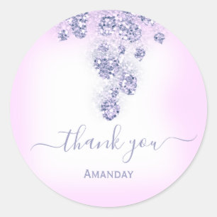 Thank YouFloral Dusty Blue Bridal Sweet 16th Pink Classic Round Sticker