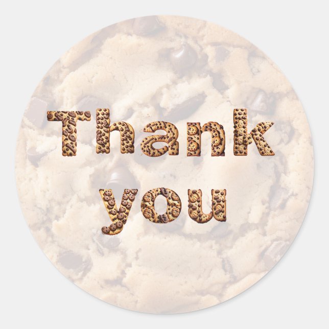 Thank Your Cookie text Classic Round Sticker (Front)