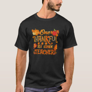 Thankful 1st Grade Teacher Pumpkin Fall Leopard Th T-Shirt