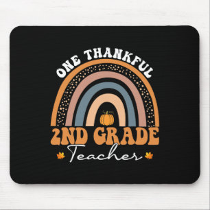 Thankful 2nd Grade Teacher Groovy Thanksgiving Rai Mouse Pad