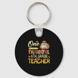 Thankful 8th Grade Teacher Pumpkin Fall Thanksgivi Key Ring