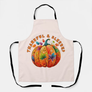 Thankful and Blessed Autumn Pumpkin Apron