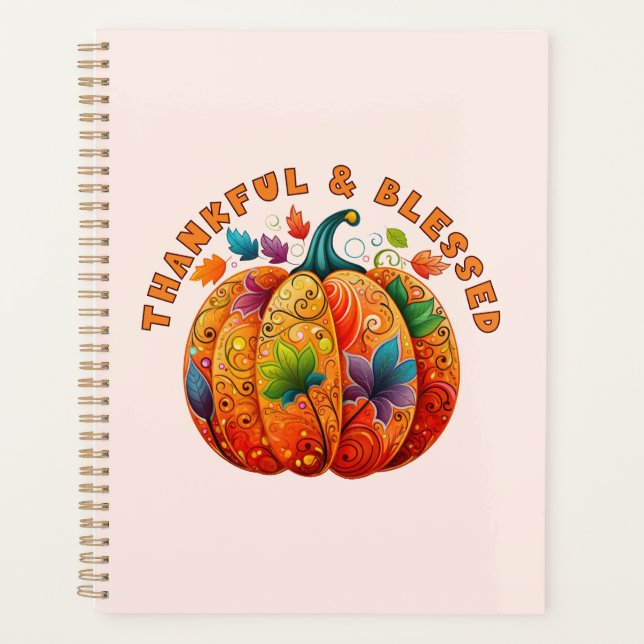 Thankful and Blessed Autumn Pumpkin Planner (Front)