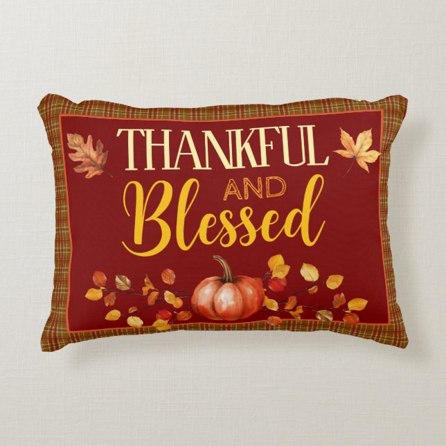 Thankful and Blessed Decorative Cushion (Front)