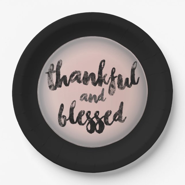 Thankful and blessed design paper plate (Front)