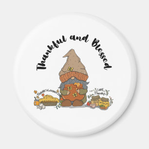 "Thankful and Blessed" Gnome with Honey and Pie Magnet