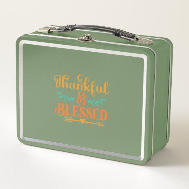 Thankful and Blessed Metal Lunch Box (Front)