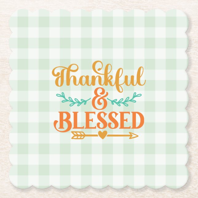 Thankful and Blessed Paper Coaster (Front)