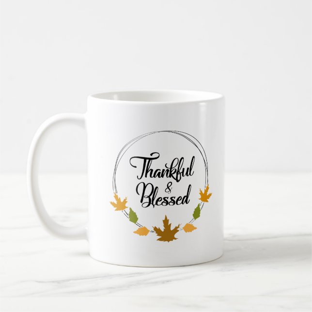 Thankful and Blessed Personalised Coffee Mug (Left)