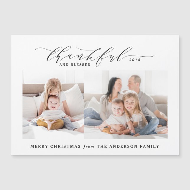 Thankful and blessed photo Christmas Holiday Card (Front)
