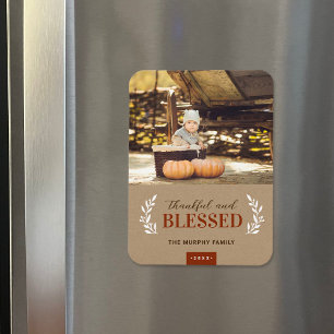 Thankful and Blessed Thanksgiving Photo Magnet