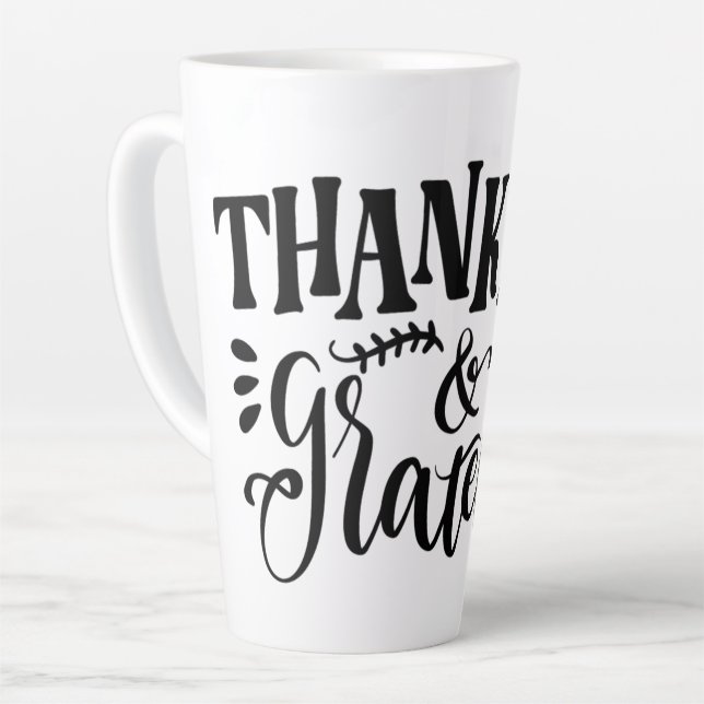 Thankful and Grateful Latte Mug (Left Angle)