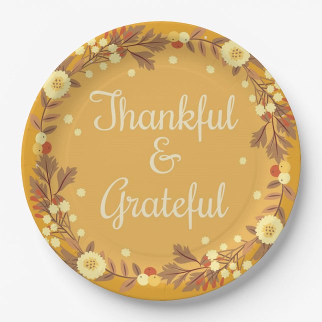 Thankful and Grateful Paper Plate (Front)