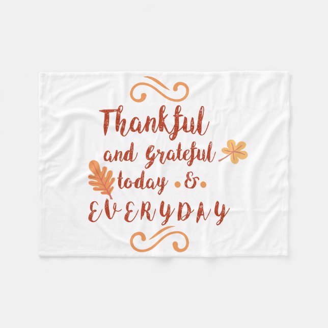 thankful and grateful thanksgiving fleece blanket (Front (Horizontal))
