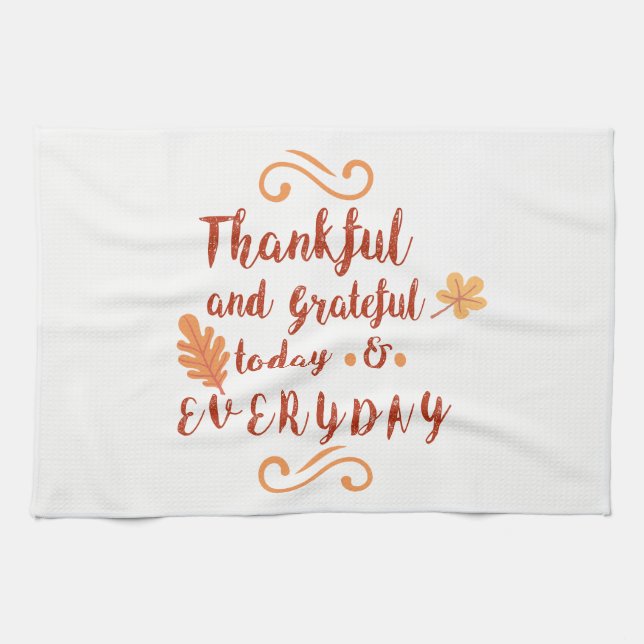 thankful and grateful thanksgiving tea towel (Horizontal)
