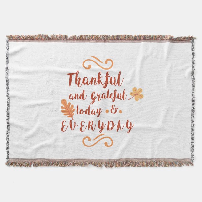 thankful and grateful thanksgiving throw blanket (Front)