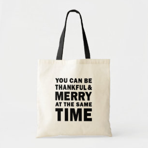 Thankful and Merry Holiday Tote Bag