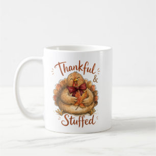 Thankful And Stuffed Watercolor Turkey Coffee Mug