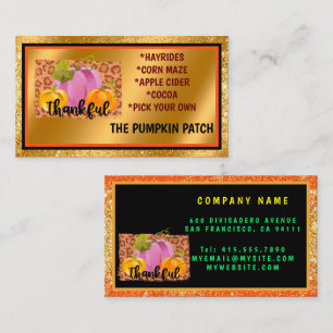 Thankful Autumn Customise Text and Colour Business Card
