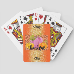 Thankful Autumn Customise Text and Colour Playing Cards