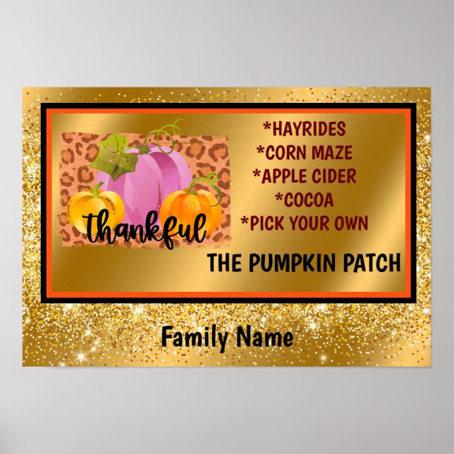 Thankful Autumn Customise Text and Colour Poster (Front)