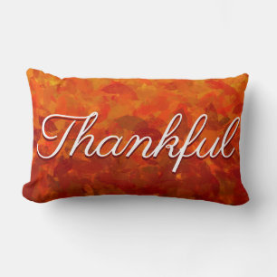Thankful Autumn Fall Leaves Thanksgiving Lumbar Cushion