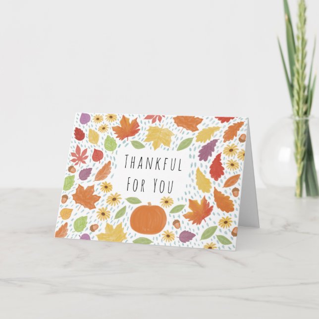 Thankful Autumn Fall Season Thank You Card (Front)