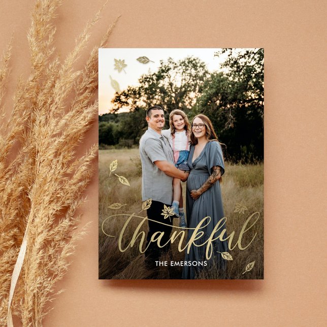 Thankful Autumn Happy Thanksgiving Photo Card (Creator Uploaded)