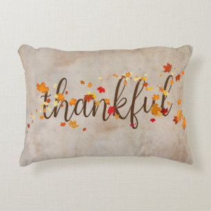 Thankful Autumn Leaves Decorative Cushion