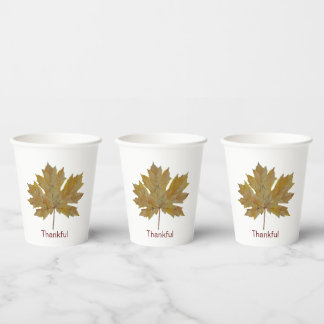 Thankful autumn leaves in fall colours Paper cup