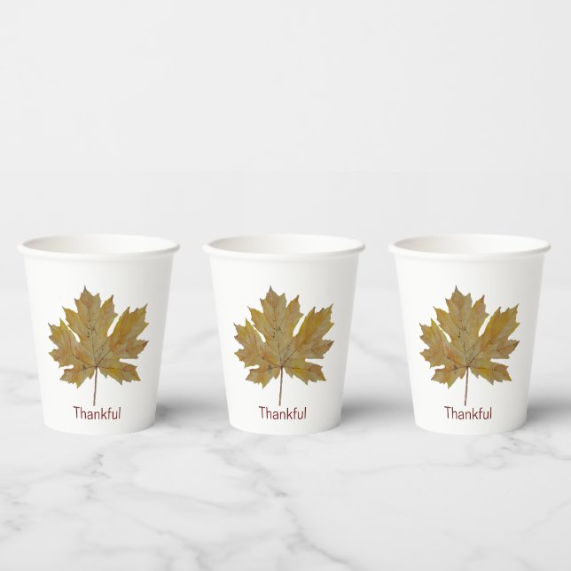 Thankful autumn leaves in fall colours Paper cup (Multi)