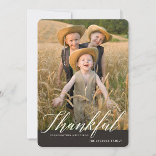 Thankful Autumn Thanksgiving Photo Greeting Holiday Card