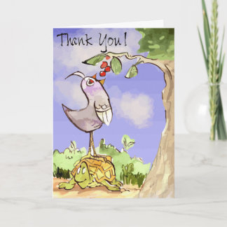 Thankful bird and turtle pal thank you card