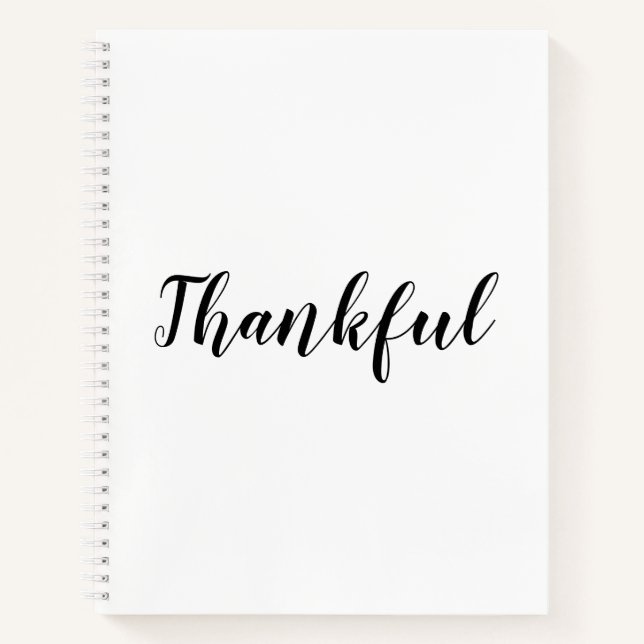 Thankful black white custom script text cute notebook (Front)