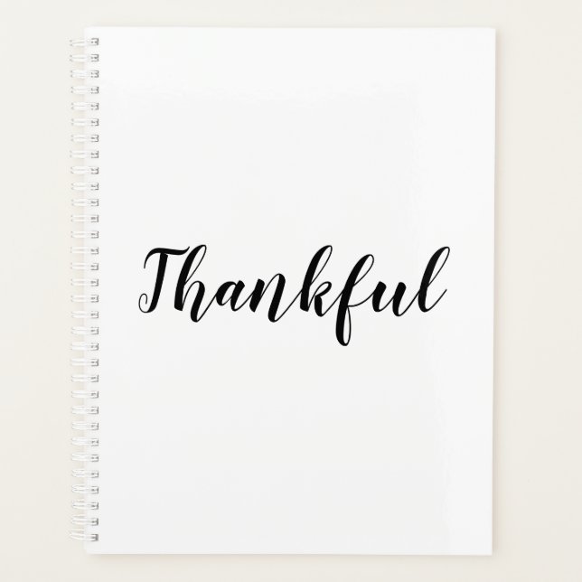 Thankful black white custom script text cute planner (Front)