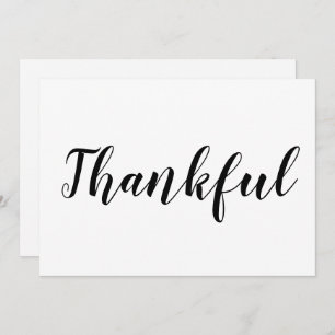 Thankful black white script cute thanksgiving card