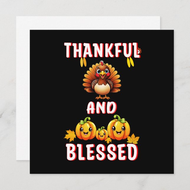 Thankful Blessed 23 US Maple November Thanksgiving Card (Front/Back)