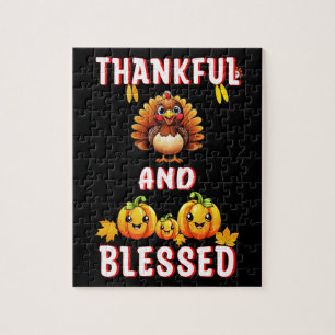 Thankful Blessed 23 US Maple November Thanksgiving Jigsaw Puzzle
