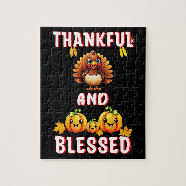 Thankful Blessed 23 US Maple November Thanksgiving Jigsaw Puzzle (Vertical)