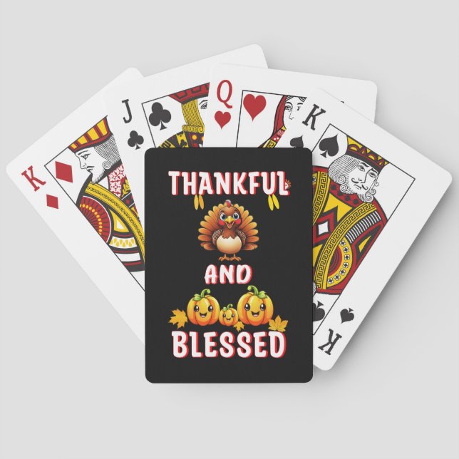 Thankful Blessed 23 US Maple November Thanksgiving Playing Cards (Back)