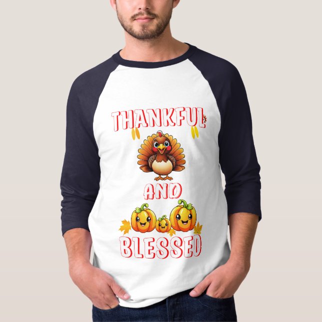 Thankful Blessed 23 US Maple November Thanksgiving T-Shirt (Front)