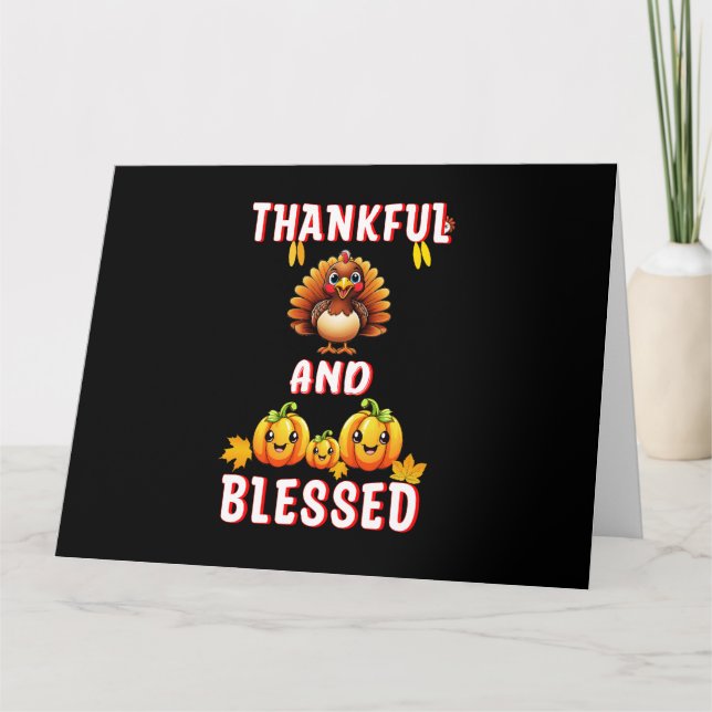Thankful Blessed 23 US Maple November Thanksgiving Thank You Card (Front)