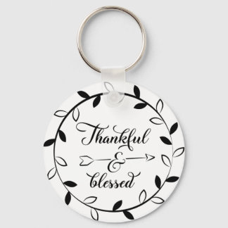 Thankful & Blessed Button Keychain