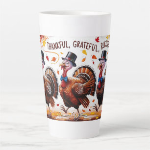 Thankful Blessed Grateful Happy Thanksgiving Latte Mug