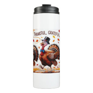 Thankful Blessed Grateful Happy Thanksgiving Thermal Tumbler